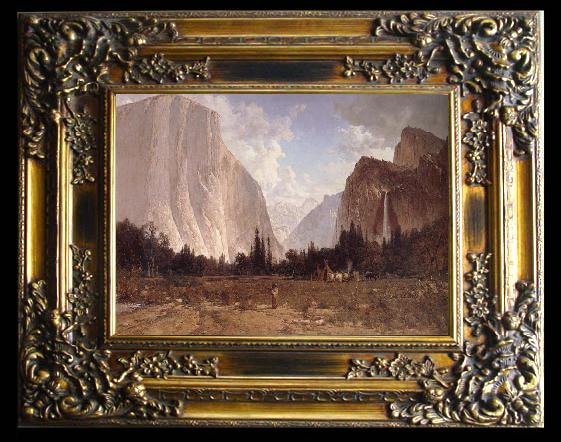 framed  Thomas Hill Bridal Vell Falls,Yosemite, Ta014